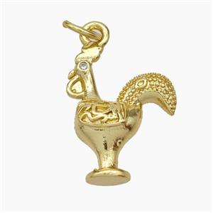 Copper Chicken Charms Pendant Rooster Gold Plated, approx 12-17mm [FD18824]