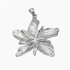 Copper Flower Pendant Platinum Plated, approx 35mm [FD18826]