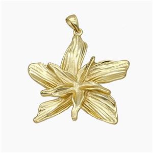 Copper Flower Pendant Gold Plated, approx 35mm [FD18827]