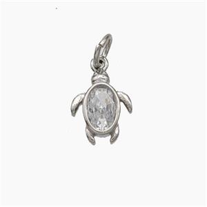 Copper Tortoise Pendant Pave Zirconia Platinum Plated, approx 8-10mm [FD18828]