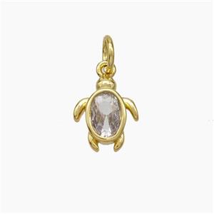 Copper Tortoise Pendant Pave Zirconia Gold Plated, approx 8-10mm [FD18829]