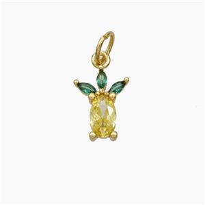 Copper Pineapple Pendant Pave Zirconia Gold Plated, approx 8-11mm [FD18831]