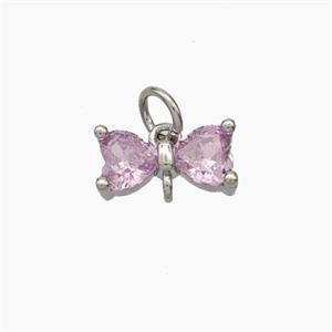 Copper Butterfly Pendant Pave Zirconia Platinum Plated, approx 6-11mm [FD18832]