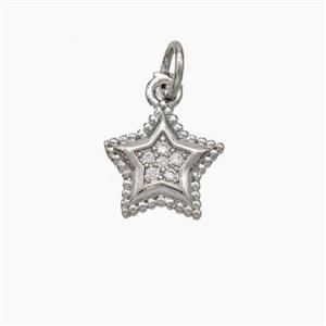 Copper Star Pendant Pave Zirconia Platinum Plated, approx 9mm [FD18836]