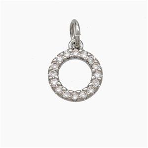 Copper Circle Pendant Pave Zirconia Platinum Plated, approx 9mm [FD18839]