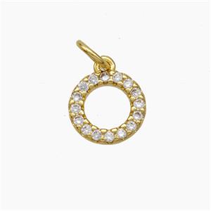 Copper Circle Pendant Pave Zirconia Gold Plated, approx 9mm [FD18840]