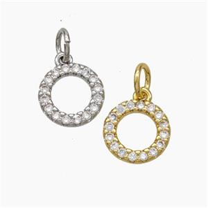 Copper Circle Pendant Pave Zirconia Mixed, approx 9mm [FD18841]