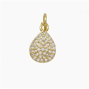 Copper Teardrop Pendant Pave Zirconia Gold Plated, approx 8-10mm [FD18842]