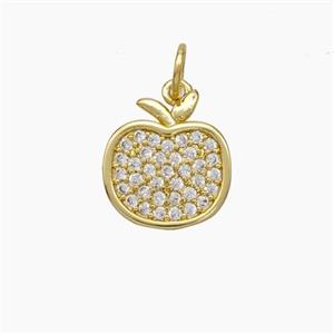 Copper Apple Pendant Pave Zirconia Gold Plated, approx 11-12mm [FD18847]