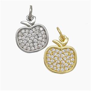 Copper Apple Pendant Pave Zirconia Mixed, approx 11-12mm [FD18848]