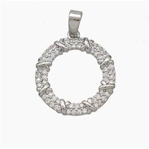 Copper Circle Pendant Pave Zirconia Platinum Plated, approx 17.5mm [FD18849]