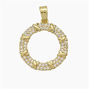 Copper Circle Pendant Pave Zirconia Gold Plated, approx 17.5mm [FD18850]