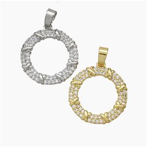 Copper Circle Pendant Pave Zirconia Mixed, approx 17.5mm [FD18851]