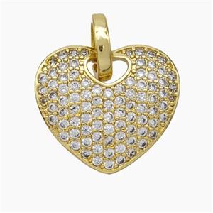Copper Heart Pendant Pave Zirconia Gold Plated, approx 20mm [FD18853]