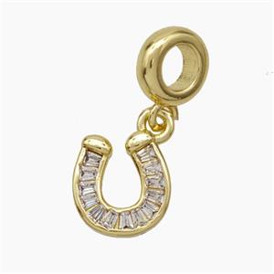 Copper Horseshoe Pendant Pave Zirconia Gold Plated, approx 10-11mm, 8mm dia [FD18855]