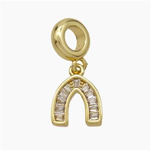 Copper Horseshoe Pendant Pave Zirconia Gold Plated, approx 10mm, 8mm dia [FD18856]
