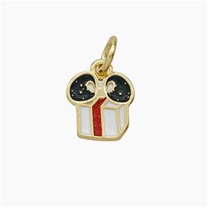 Christmas Gift Copper Pendant Enamel Gold Plated, approx 8-9mm [FD18859]