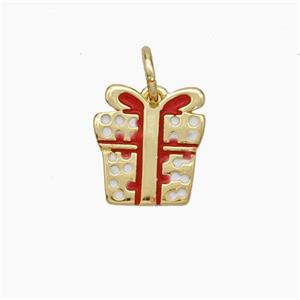 Christmas Gift Copper Pendant Enamel Gold Plated, approx 10mm [FD18860]
