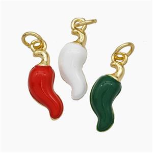 Copper Chili Pendant Enamel Gold Plated Mixed, approx 6-15mm [FD18866]