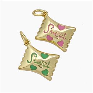 Sweet Candy Copper Pendant Enamel Gold Plated Mixed, approx 9-12mm [FD18869]