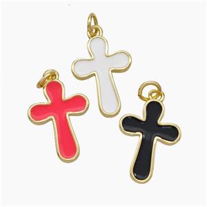 Copper Cross Pendant Enamel Gold Plated Mixed, approx 13-18mm [FD18877]