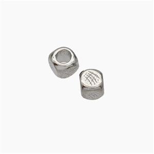 Copper Cube Beads Large Hole Platinum Plated, approx 4mm, 2mm hole [FD18878]