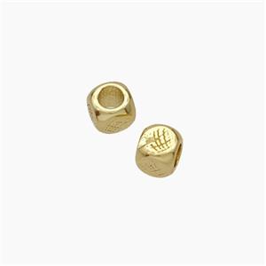 Copper Cube Beads Large Hole Gold Plated, approx 4mm, 2mm hole [FD18879]