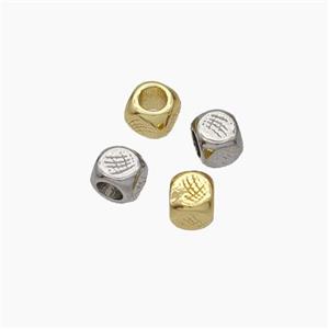 Copper Cube Beads Large Hole Mixed, approx 4mm, 2mm hole [FD18880]