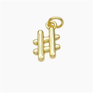 Hashtag Charms Copper Sign Pendant Gold Plated, approx 8-11mm [FD18889]