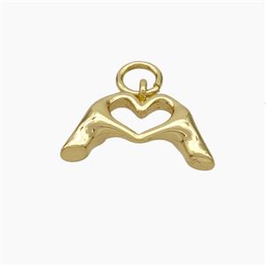 Heart Hands Charms Copper Pendant Gold Plated, approx 9-15.5mm [FD18894]