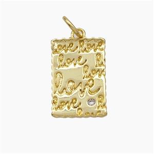 Love Charms Copper Rectangle Pendant Gold Plated, approx 10-15mm [FD18911]