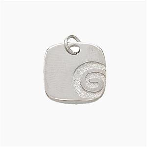 G-Tag Charms Copper Square Pendant Platinum Plated, approx 14mm [FD18913]