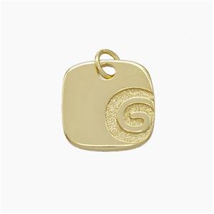 G-Tag Charms Copper Square Pendant Gold Plated, approx 14mm [FD18914]