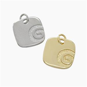 G-Tag Charms Copper Square Pendant Mixed, approx 14mm [FD18915]