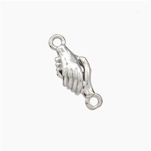 Shake Hands Charms Copper Connector Platinum Plated, approx 7-12mm [FD18921]