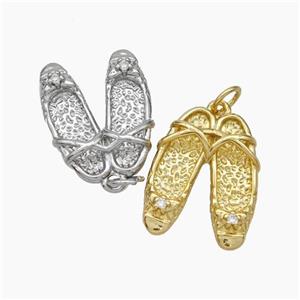 Sandals Charms Copper Shoe Pendant Pave Zirconia Mixed, approx 15-20mm [FD18930]