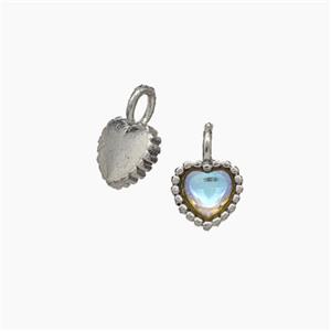 Copper Heart Pendant Pave Crystal Glass Platinum Plated, approx 6mm [FD18937]