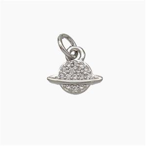 Copper Planet Pendant Pave Zirconia Platinum Plated, approx 6mm [FD18940]