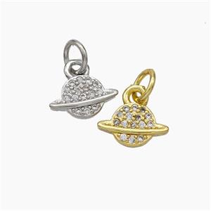 Copper Planet Pendant Pave Zirconia Mixed, approx 6mm [FD18942]