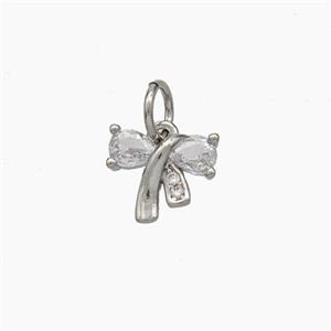 Awareness Ribbons Charms Copper Pendant Pave Zirconia Platinum Plated, approx 7-9mm [FD18946]