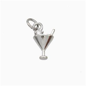 Wine Cap Charms Copper Pendant Pave Zirconia Platinum Plated, approx 7-11mm [FD18949]