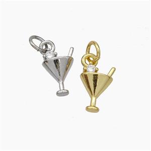 Wine Cap Charms Copper Pendant Pave Zirconia Mixed, approx 7-11mm [FD18951]
