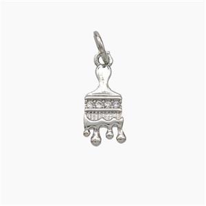 Paint Brush Charms Copper Pendant Pave Zirconia Platinum Plated, approx 6-12mm [FD18952]