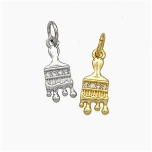 Paint Brush Charms Copper Pendant Pave Zirconia Mixed, approx 6-12mm [FD18954]