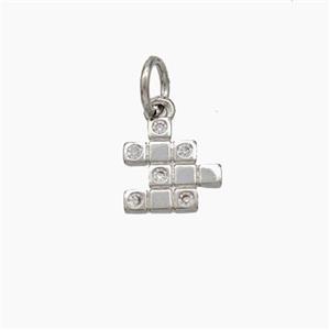 Magic Cube Charms Copper Pendant Pave Zirconia Platinum Plated, approx 8mm [FD18955]