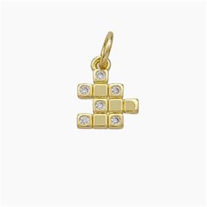 Magic Cube Charms Copper Pendant Pave Zirconia Gold Plated, approx 8mm [FD18956]