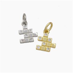 Magic Cube Charms Copper Pendant Pave Zirconia Mixed, approx 8mm [FD18957]