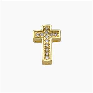 Copper Cross Beads Micropave Zirconia Gold Plated, approx 7.5-10.5mm [FD18959]