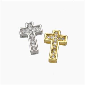Copper Cross Beads Micropave Zirconia Mixed, approx 7.5-10.5mm [FD18960]