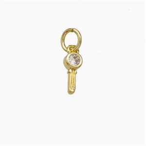 Copper Key Pendant Pave Zirconia Gold Plated, approx 4-8mm [FD18962]